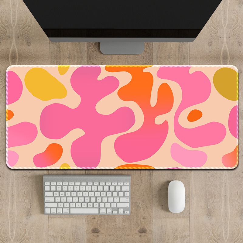 Y2K Desk Setup - Abstract Pink Orange Blob Desk Mat