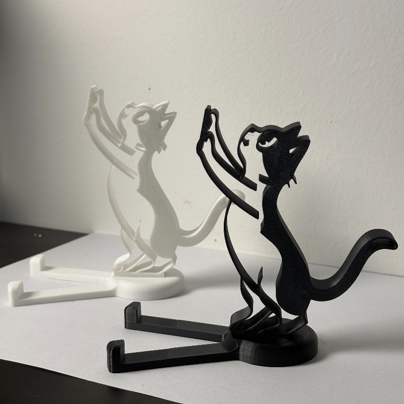 Desk Setup Cute - Abstract Hollow Line Cat Phone Stand