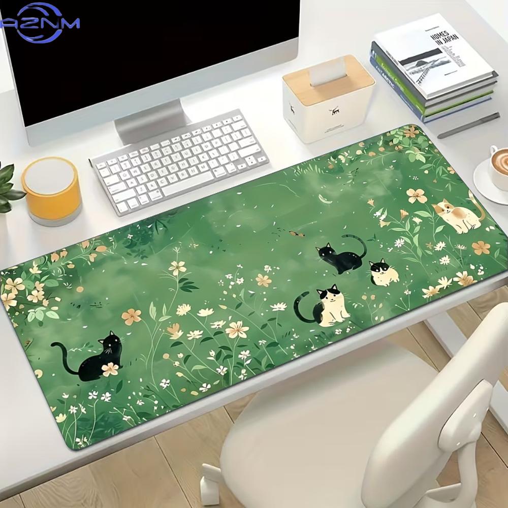 Floral Cute Cat Large Gaming M - Desk Setup Gaming And Work 评论和价格