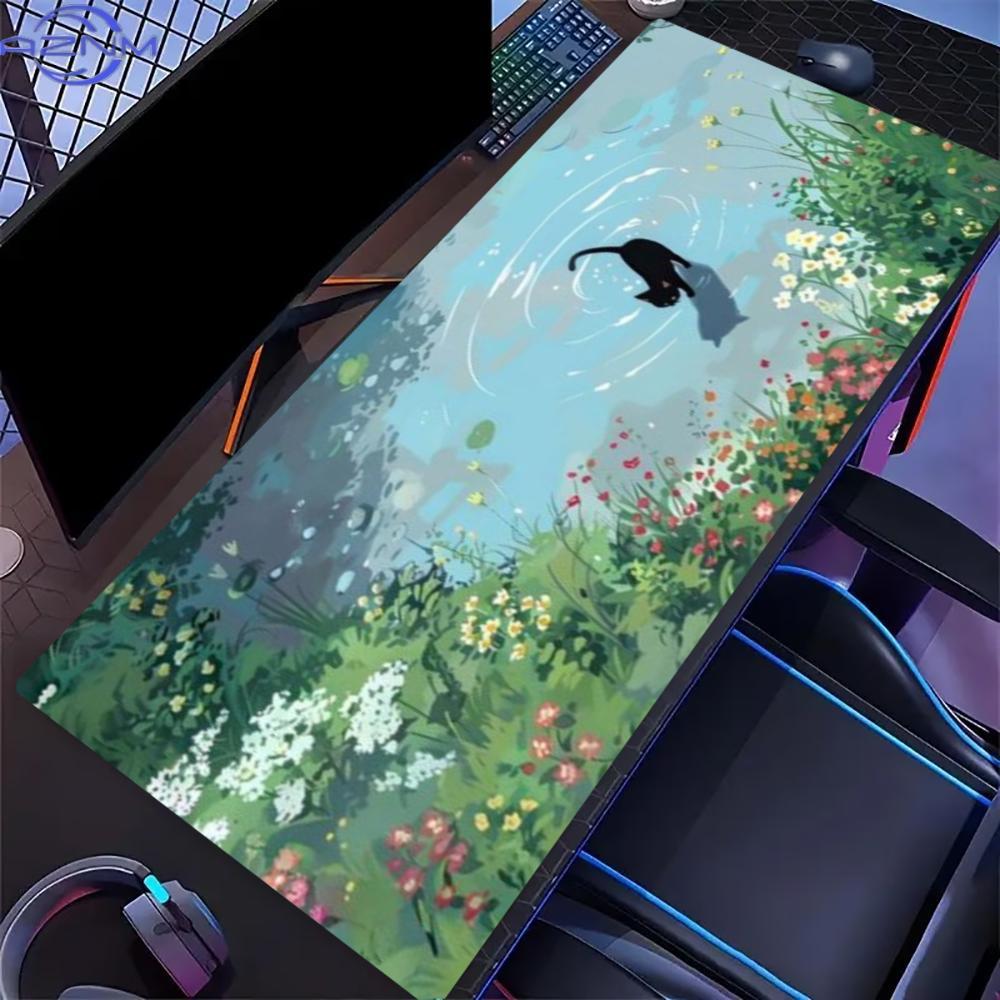 Floral Cute Cat Large Gaming M - Desk Setup Gaming And Work 评论和价格