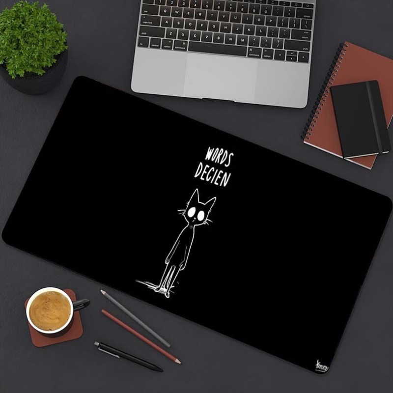 Funny Sketch Cat Words Decien  - Desk Setup Gaming And Work 评论和价格